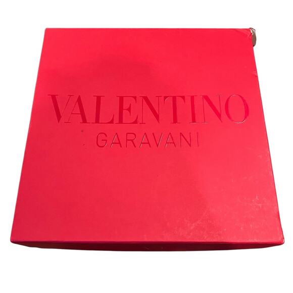 VALENTINO V Logo Chain Open Toe Platform Mules Brown Leather Wooden Heel 8.5 NEW - Picture 12 of 15